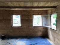 Blockstube nach dem Sandstrahlen